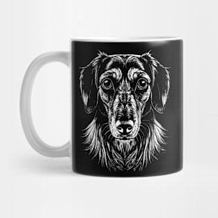 Dachshund Dog Head Black and White Mug